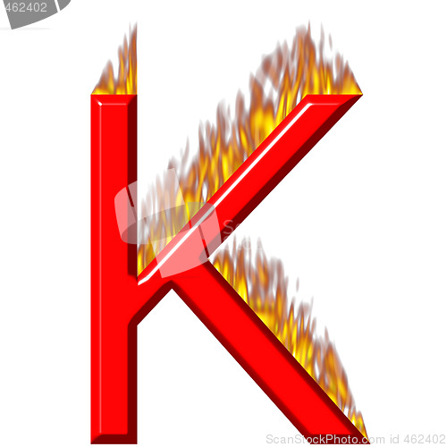 Image of 3D Letter K on Fire