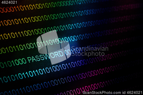 Image of Binary code, password on LCD-screen