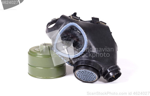 Image of Vintage gasmask isolated on white - Green filter