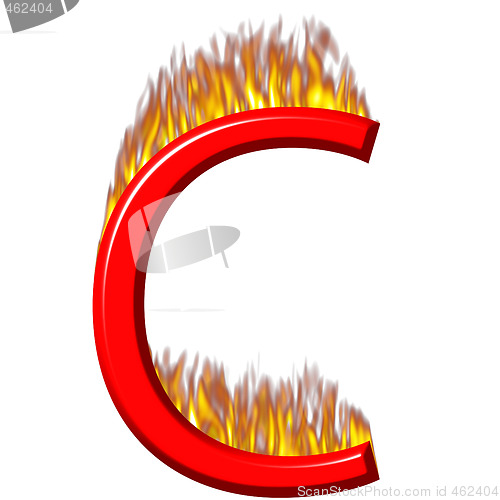 Image of 3D Letter C on Fire