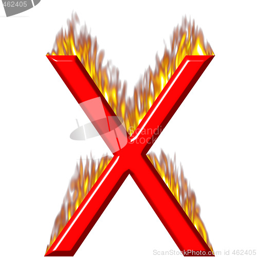 Image of 3D Letter X on Fire