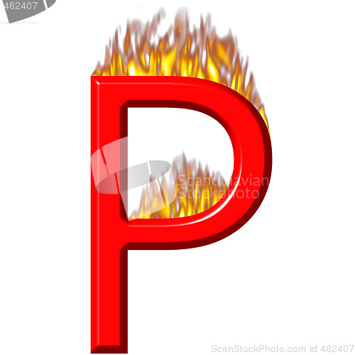 Image of 3D Letter P on Fire