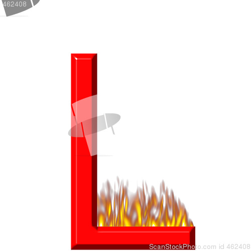 Image of 3D Letter L on Fire