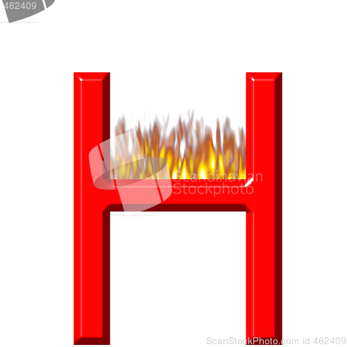 Image of 3D Letter H on Fire