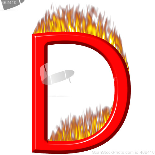 Image of 3D Letter D on Fire