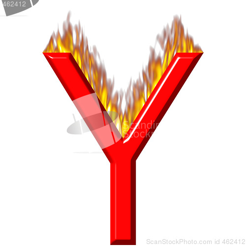 Image of 3D Letter Y on Fire