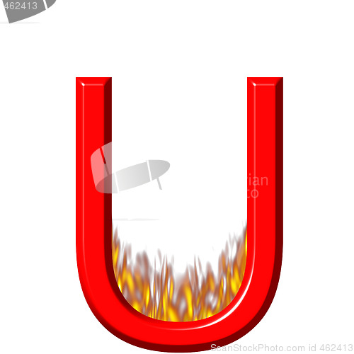 Image of 3D Letter U on Fire