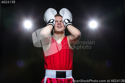 Image of Young boxer in red form