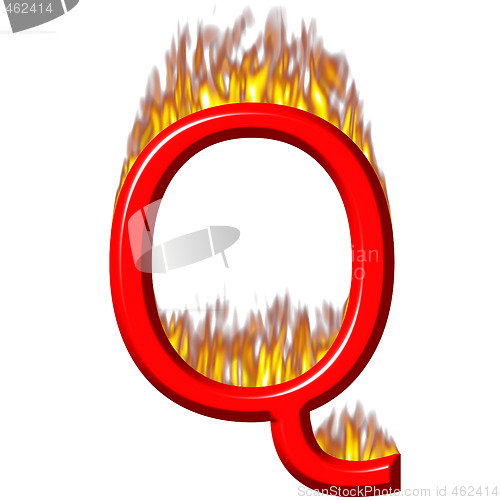 Image of 3D Letter Q on Fire