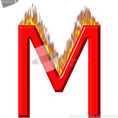 Image of 3D Letter M on Fire