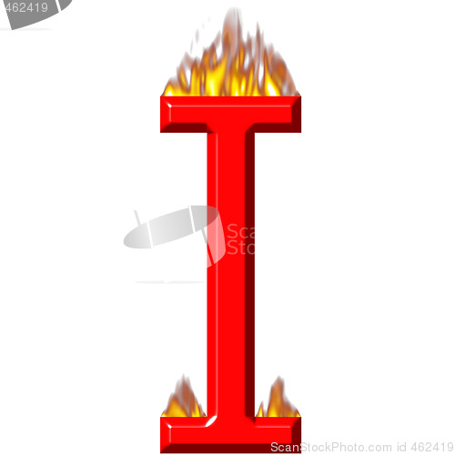 Image of 3D Letter I on Fire