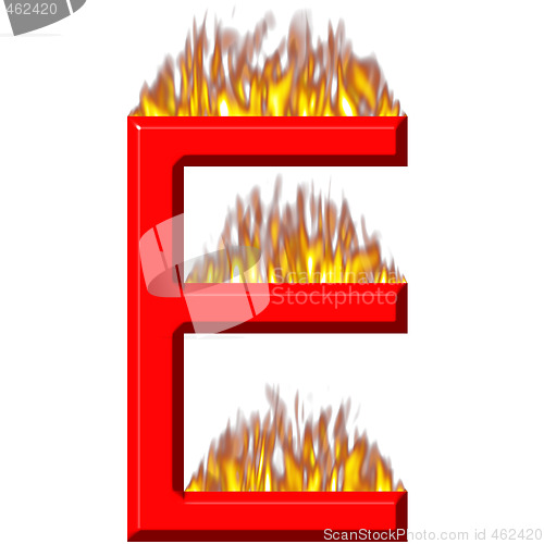 Image of 3D Letter E on Fire
