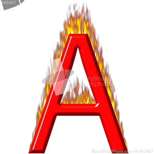 Image of 3D Letter A on Fire