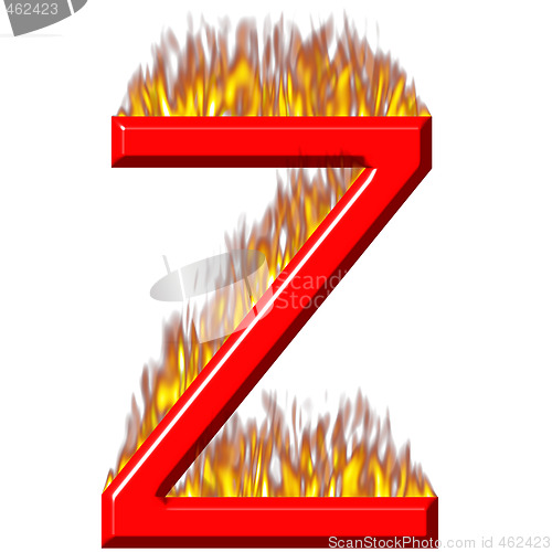 Image of 3D Letter Z on Fire
