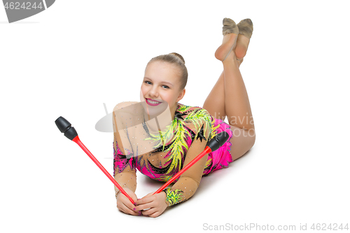 Image of Beautiful teenage gymnast girl