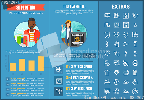 Image of 3D printing infographic template and elements.