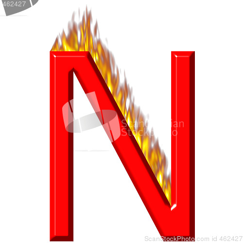 Image of 3D Letter N on Fire