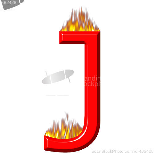 Image of 3D Letter J on Fire