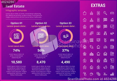 Image of Real estate infographic template, elements, icons.