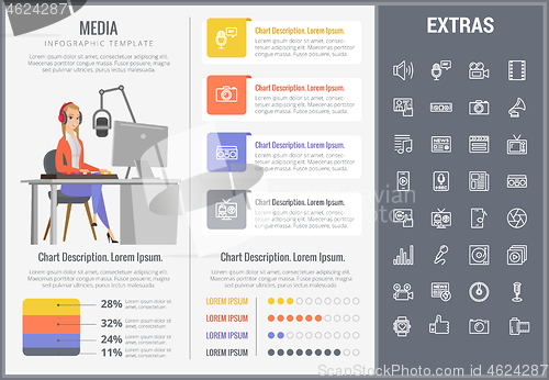 Image of Media infographic template, elements and icons.