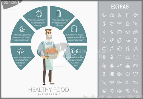 Image of Healthy food infographic template, elements, icons