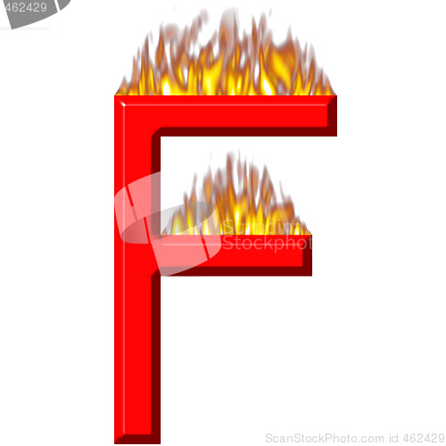 Image of 3D Letter F on Fire
