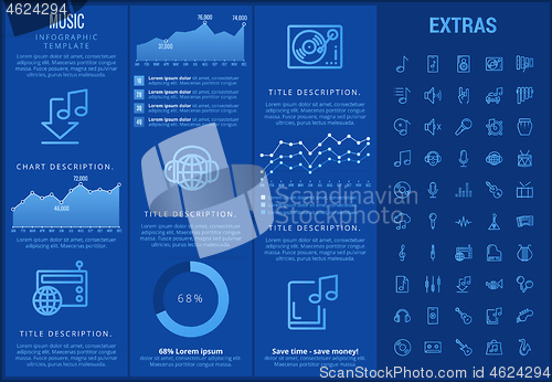 Image of Music infographic template, elements and icons.