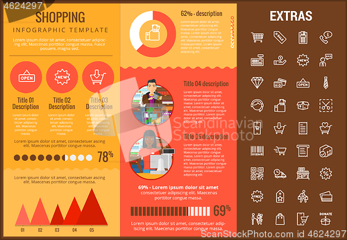 Image of Shopping infographic template, elements and icons.