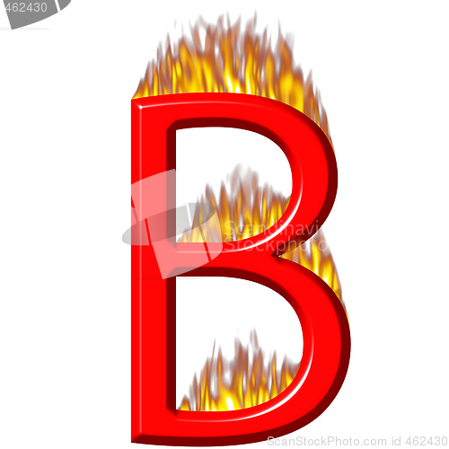 Image of 3D Letter B on Fire