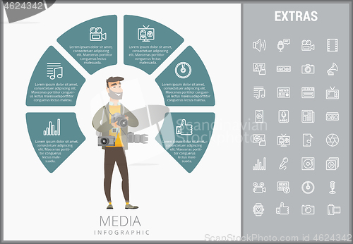 Image of Media infographic template, elements and icons.