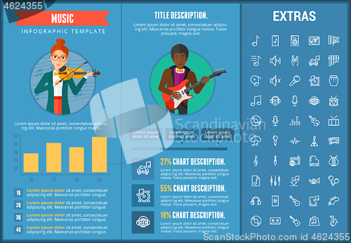 Image of Music infographic template, elements and icons.