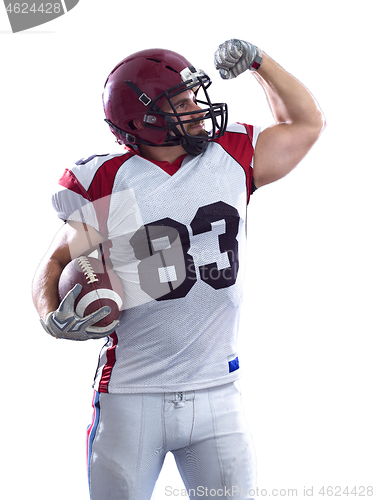 Image of american football player celebrating touchdown