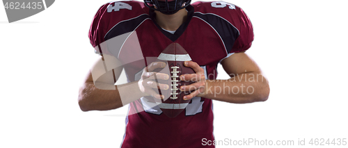 Image of closeup American Football Player isolated on white