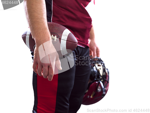 Image of closeup American Football Player isolated on white