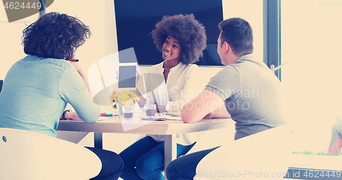 Image of Multiethnic startup business team on meeting