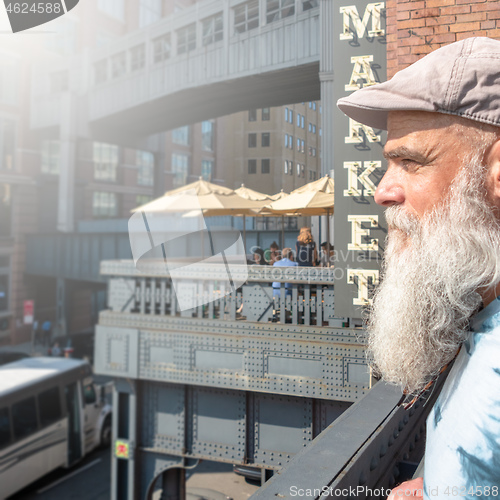 Image of bearded man in New York City