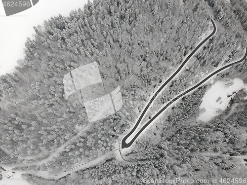 Image of Black Forest winter scenery aerial view Germany