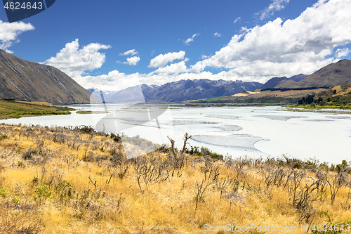 Image of Rakaia River scenery in south New Zealand