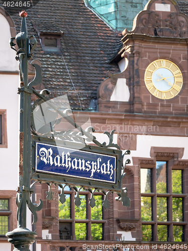 Image of Town Square street sign in Freiburg Germany