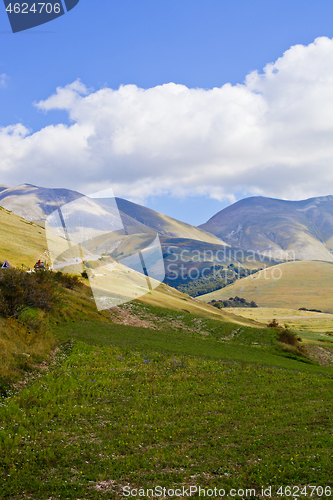 Image of Fields in Castelluccio di Norcia, Umbria, Italy. October 2019.