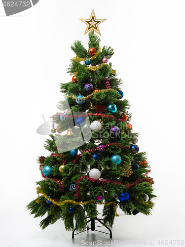 Image of Artificial Christmas tree on a white background