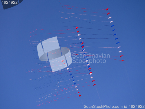 Image of Red, white and blue kites