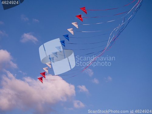 Image of Red, white and blue kites