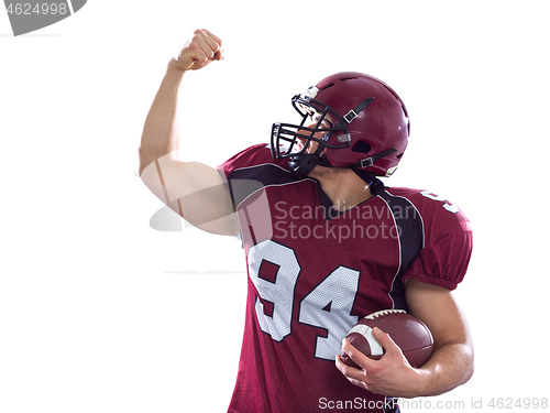 Image of american football player celebrating touchdown