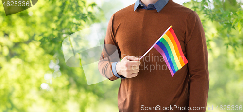 Image of close up of man with gay pride flag