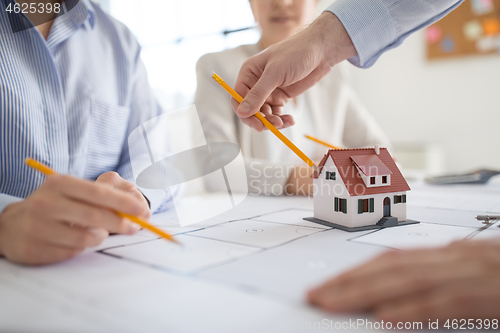 Image of close up of architects discussing house project