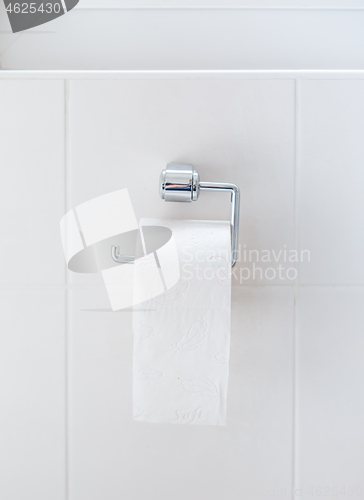 Image of Last toilet paper roll hanging on the holder