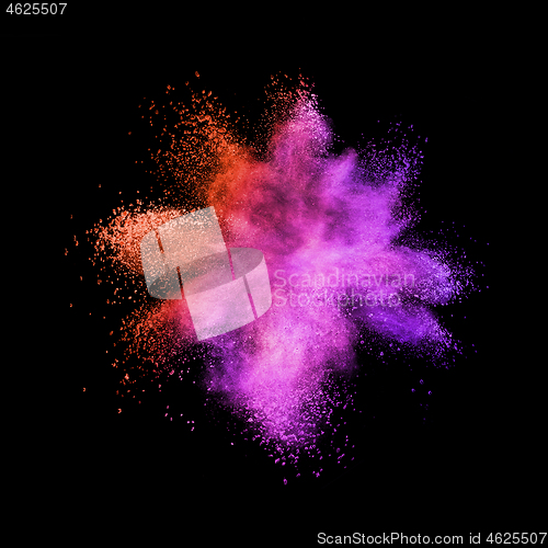 Image of Red purple colored powder splash on a black background.