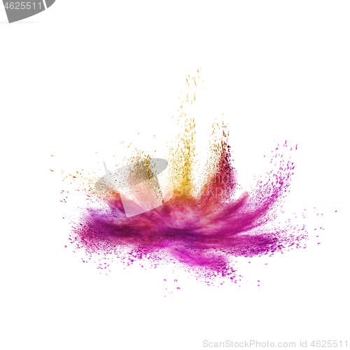 Image of Colorful powder splash as a flower on a white background.