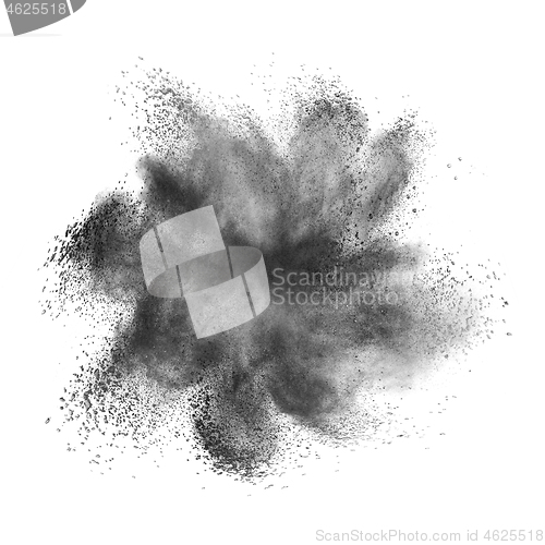 Image of Dark grey dust splash or explosion on a white background.